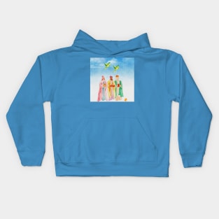 The Three Kings in route to deliver gifts Kids Hoodie